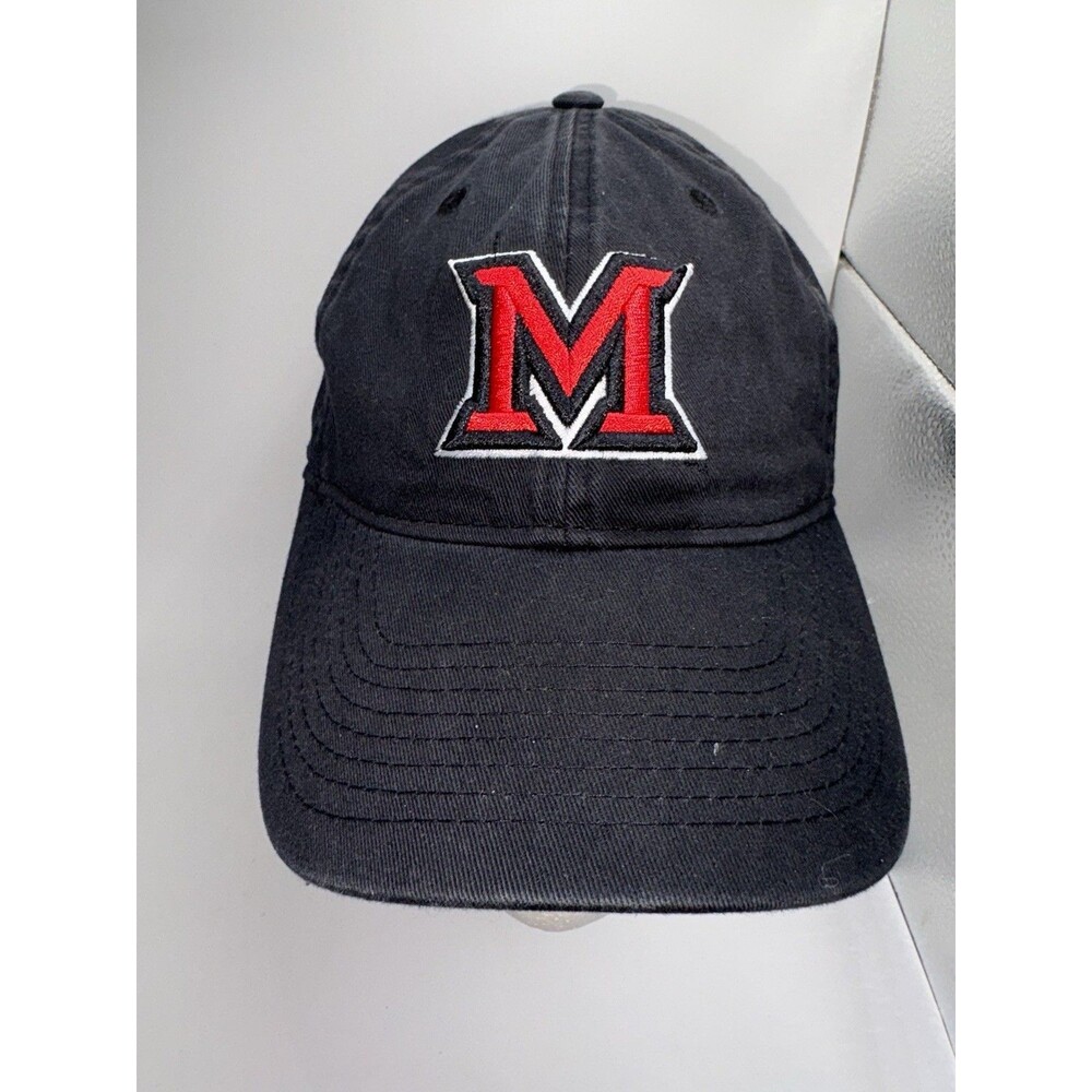 VTG Miami University RedHawks Hat Black Fitted Baseball Cap Embroidered Sm